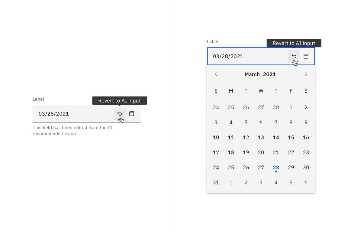 Enabled state of default date picker with AI presence